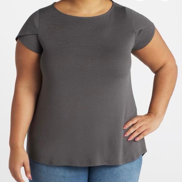 NWOT Market & Spruce Charcoal Short Sleeve Top - Picture 1 of 7